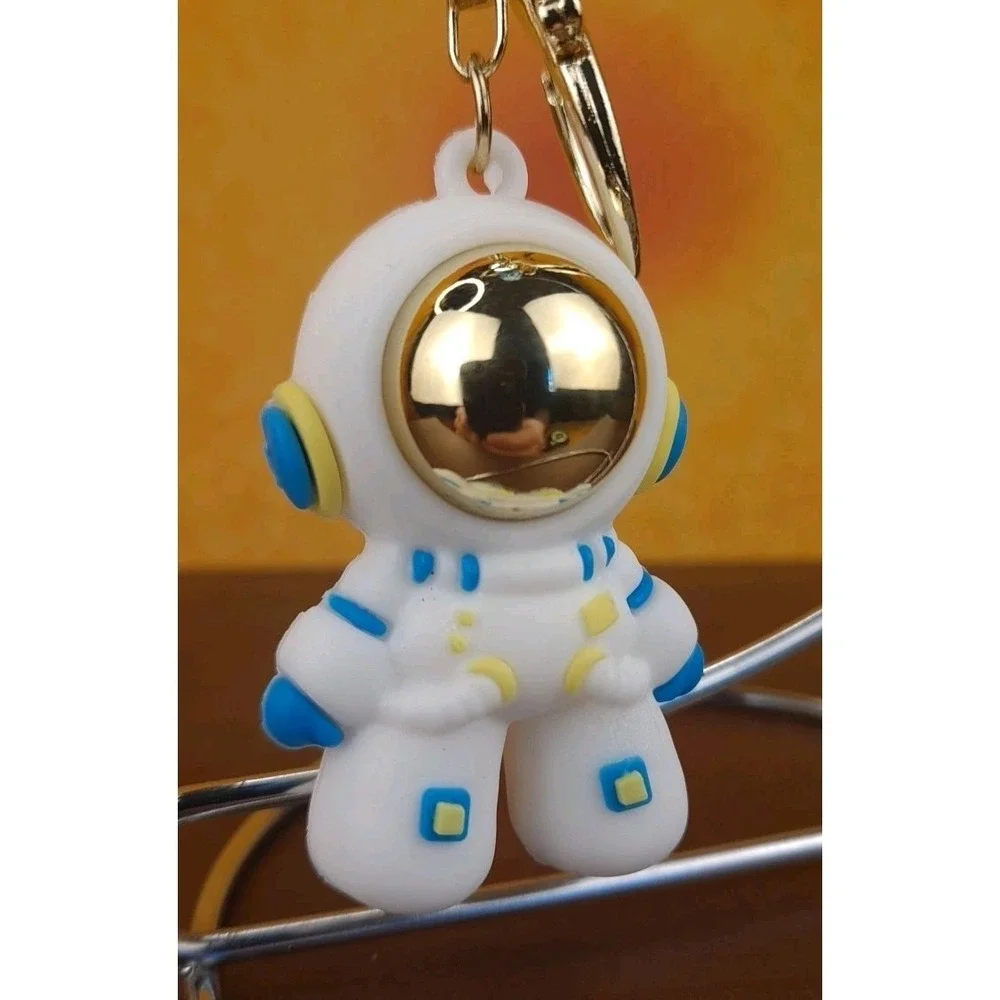 Space‎ Astronaut Keychain Backpack Clip PVC Gold Reflective Face Yellow And Blue